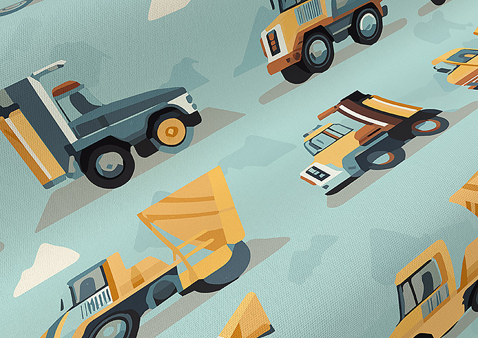 Construction Crew, Digger - Twist&Fit Roman Blind - Image 4